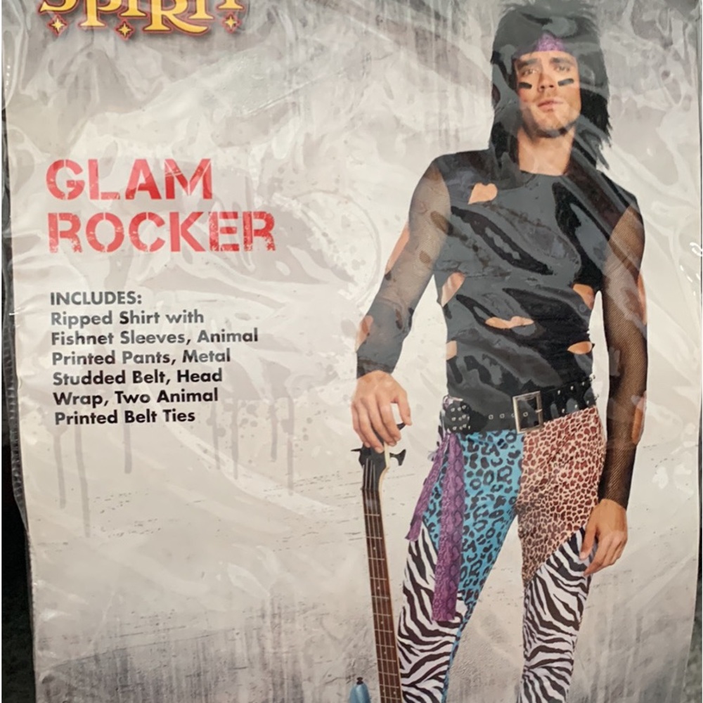Mens Glam Rocker Halloween Costume size XL includes wig brand new never worn